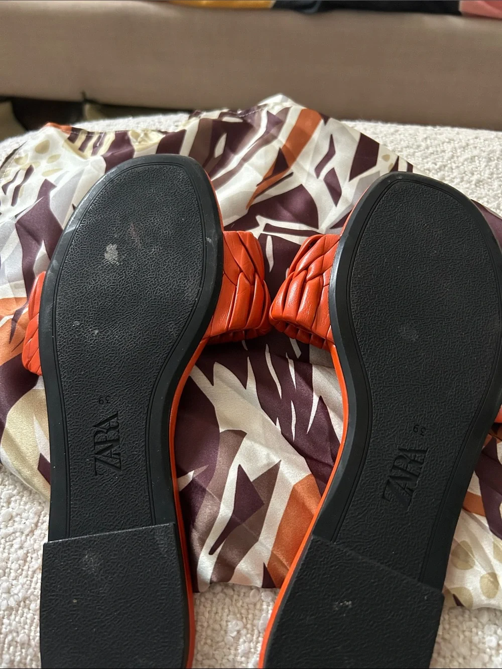 Zara Braided Slide Sandals in Orange-Red - Picture 4 of 4